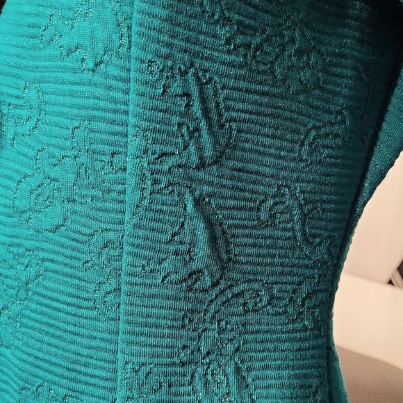 Vintage Savannah Fitted Knit Shirt  Dress Fall Office Party / Sz 5 / Teal - Picture 9 of 16